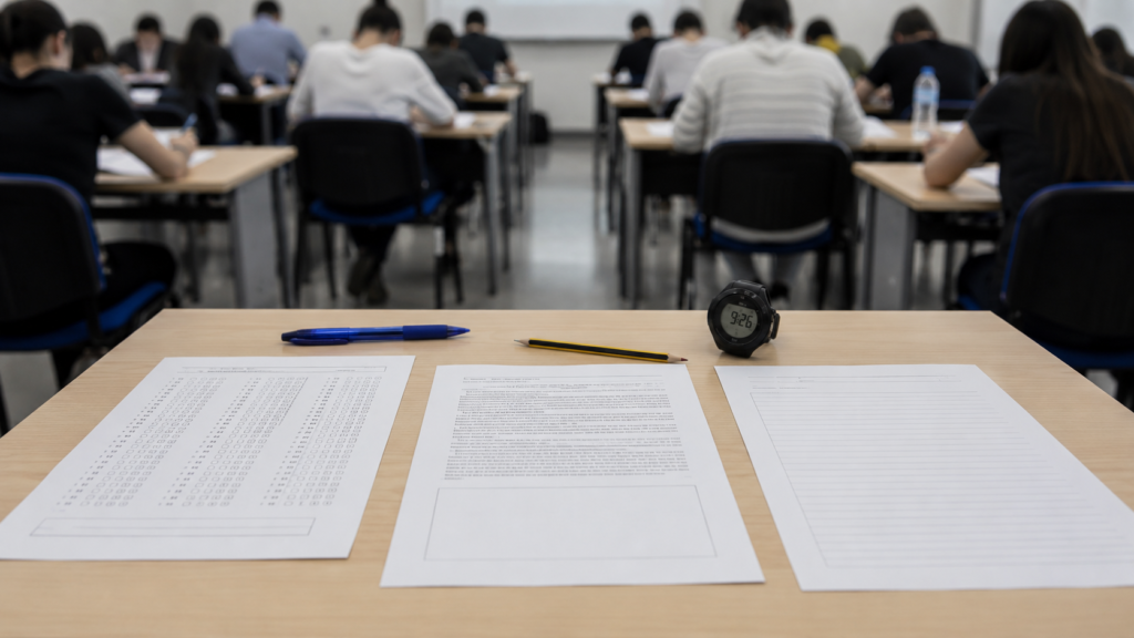 Aula de examen con test caso practico y desarrollo de Gestion Procesal