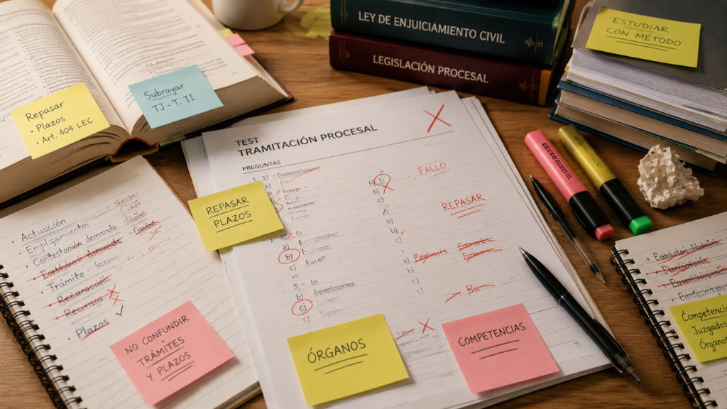 Test corregido con errores habituales al preparar Tramitacion Procesal