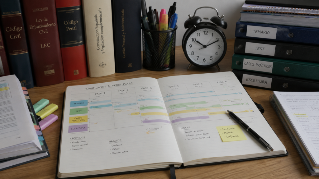 Plan de estudio recomendado para Gestion Procesal con calendario y fases
